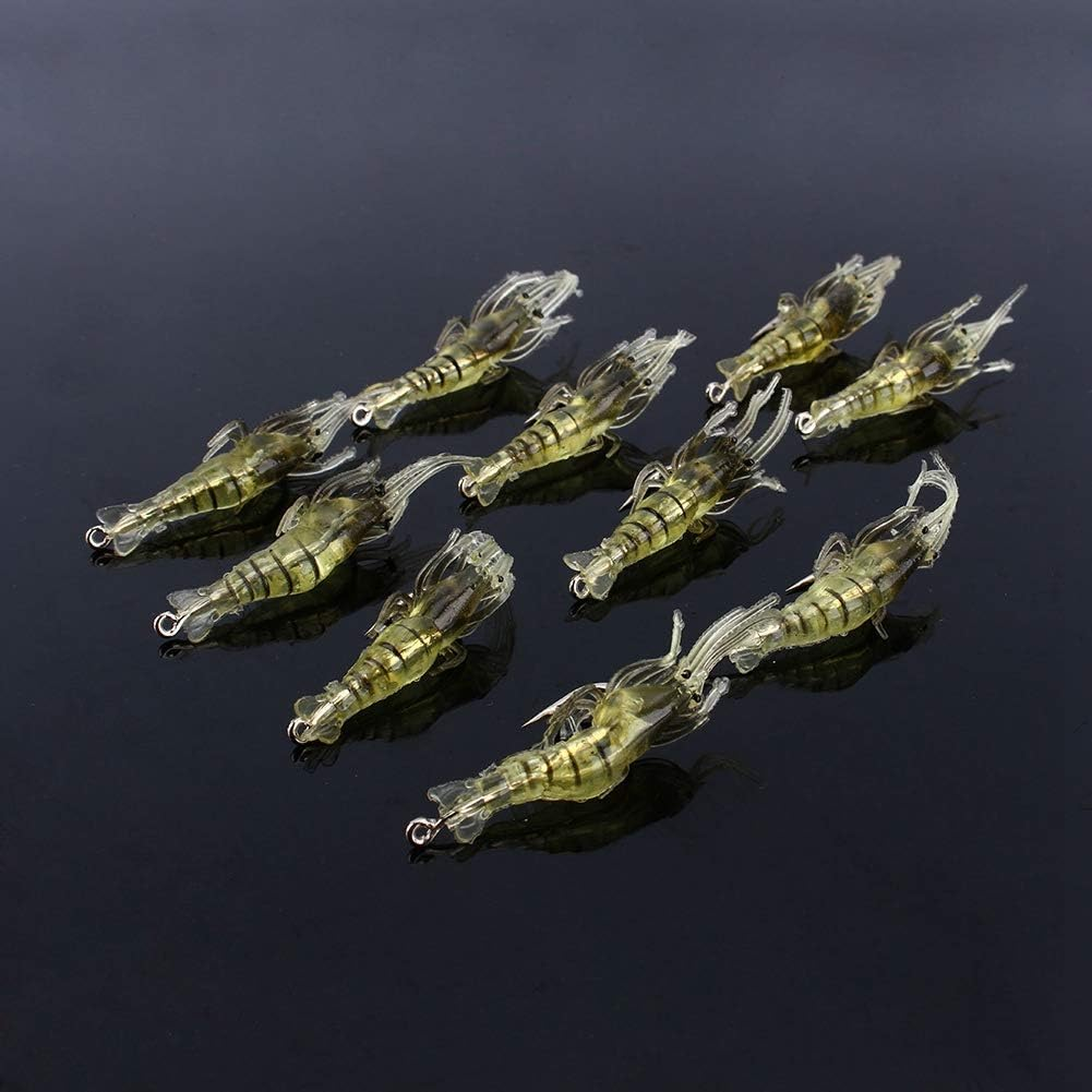 Bait,10Pcs Shrimp Simulation Soft Prawn Lure Bait Hook Tackle Bass Fishing Lures image number 3
