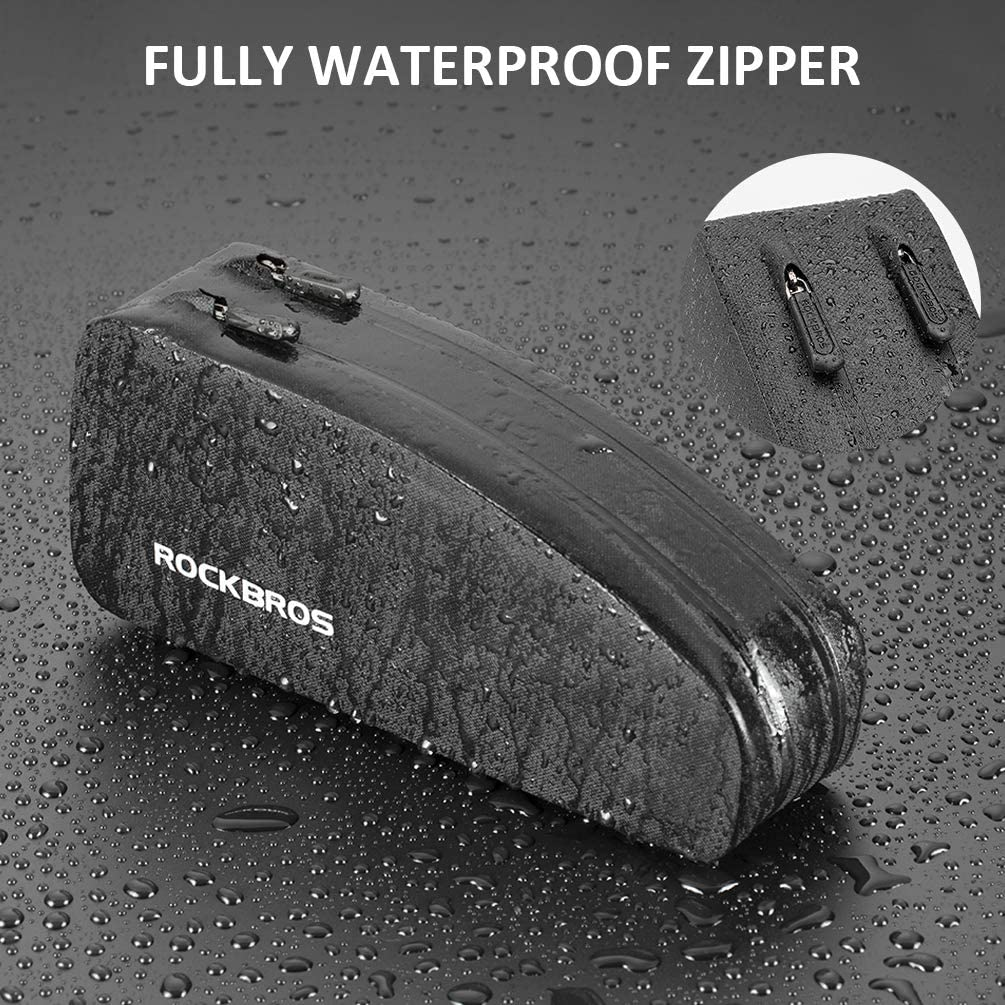 ROCKBROS Top Tube Bike Bag Waterproof Bike Front Frame Bike Bag Bicycle Top Tube Bag Cycling Accessories - Black-L image number 3