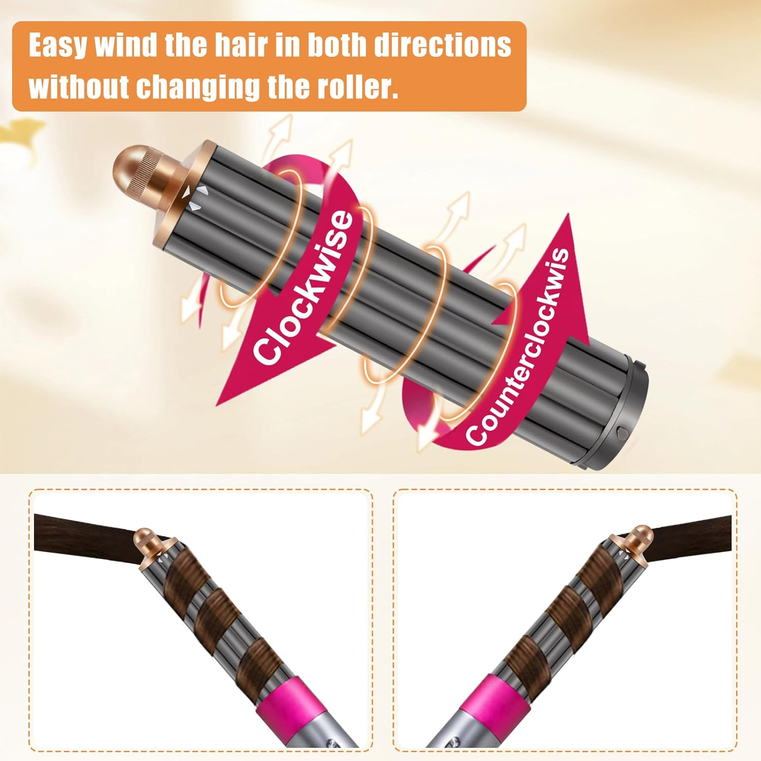 Long Curling Barrels Hair Tool for Dyson Airwrap Styler HS05 HS01, 2 In1 40MM Self-Curling Attachment