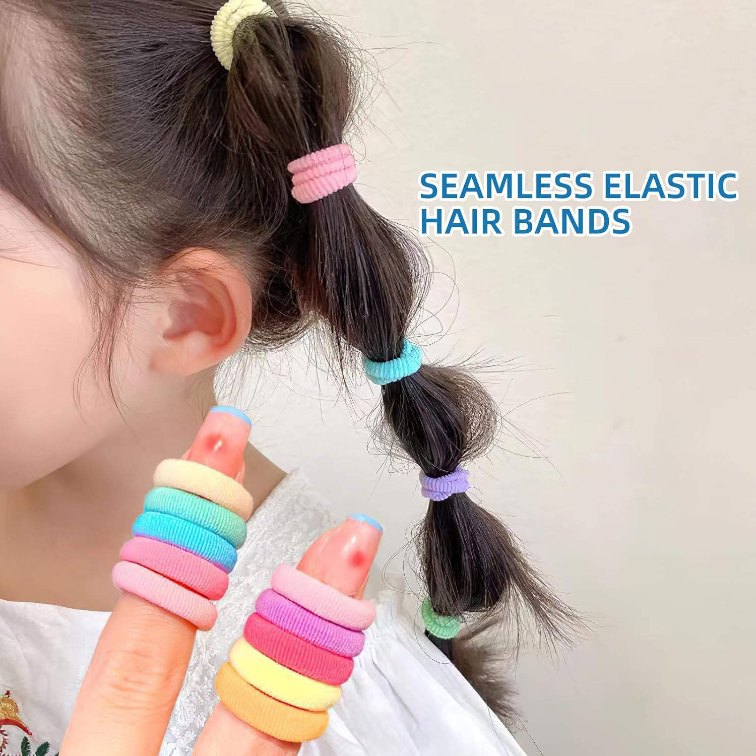 Pack of 100 Hair Bobbles Girls Colourful Elastic Hair Bobbles Small Hair Bobbles Colourful Mini Seamless Hair Bands Ponytail Holder Soft for Little Girls Children image number 4