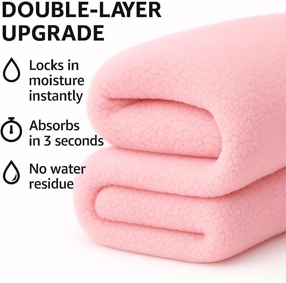 YHMLUX Women&rsquo;S Double-Layer Thick Microfiber Quick-Dry Hair Towel Turban with Adjustable Snap Button &ndash; Ultra-Absorbent Bath Cap for Long Hair (Pink) image number 3