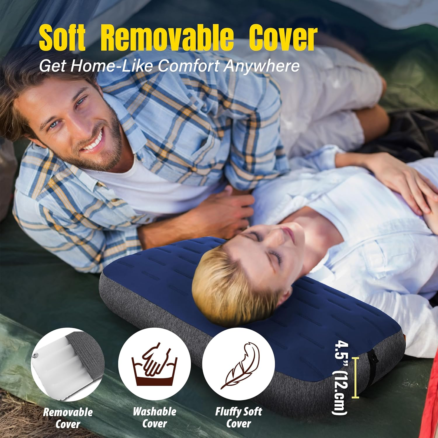 TREKOLOGY Large Inflatable Camping Pillow &ndash; Home-Sized Comfort for Outdoor Adventures | Portable, Easy-To-Inflate, Ideal for Camping, Backpacking, and Travel - ALUFT Ultra image number 5