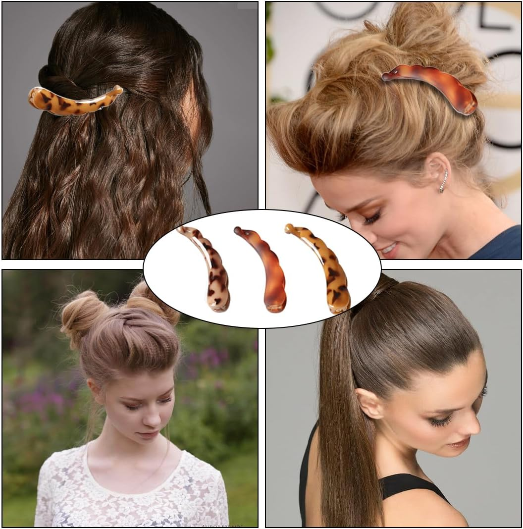 JRYXDS Pack of 6 Banana Hair Clips Vintage French Banana Hair Comb for Long Curly or Straight Hair (6 Colours) image number 3