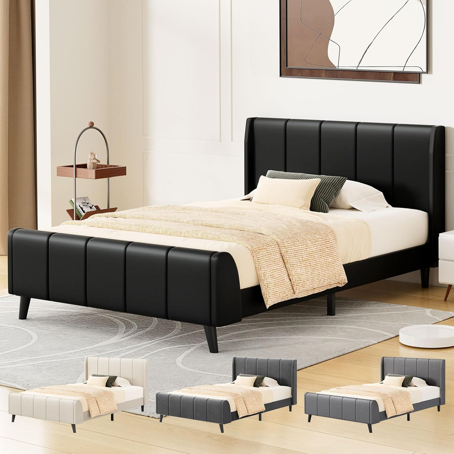 ALFORDSON Bed Frame Base Single Size with Headboard, Bed Platform Foundation with Velvet Fabric Upholstered for Mattress Topper, HUNDOLF Series Velvet Grey