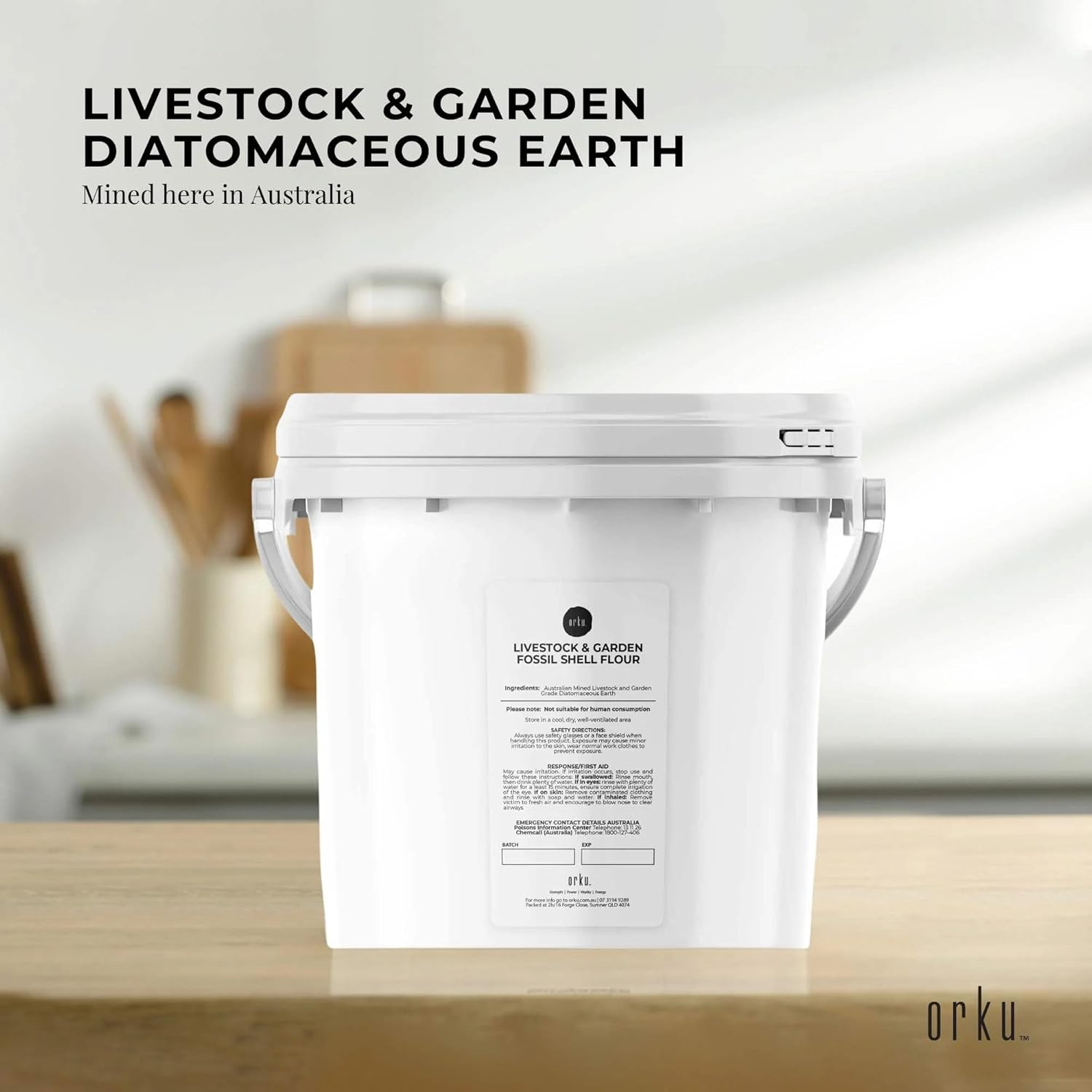Orku 3Kg Fossil Shell Flour Tub - Livestock Garden Diatomaceous Earth image number 5