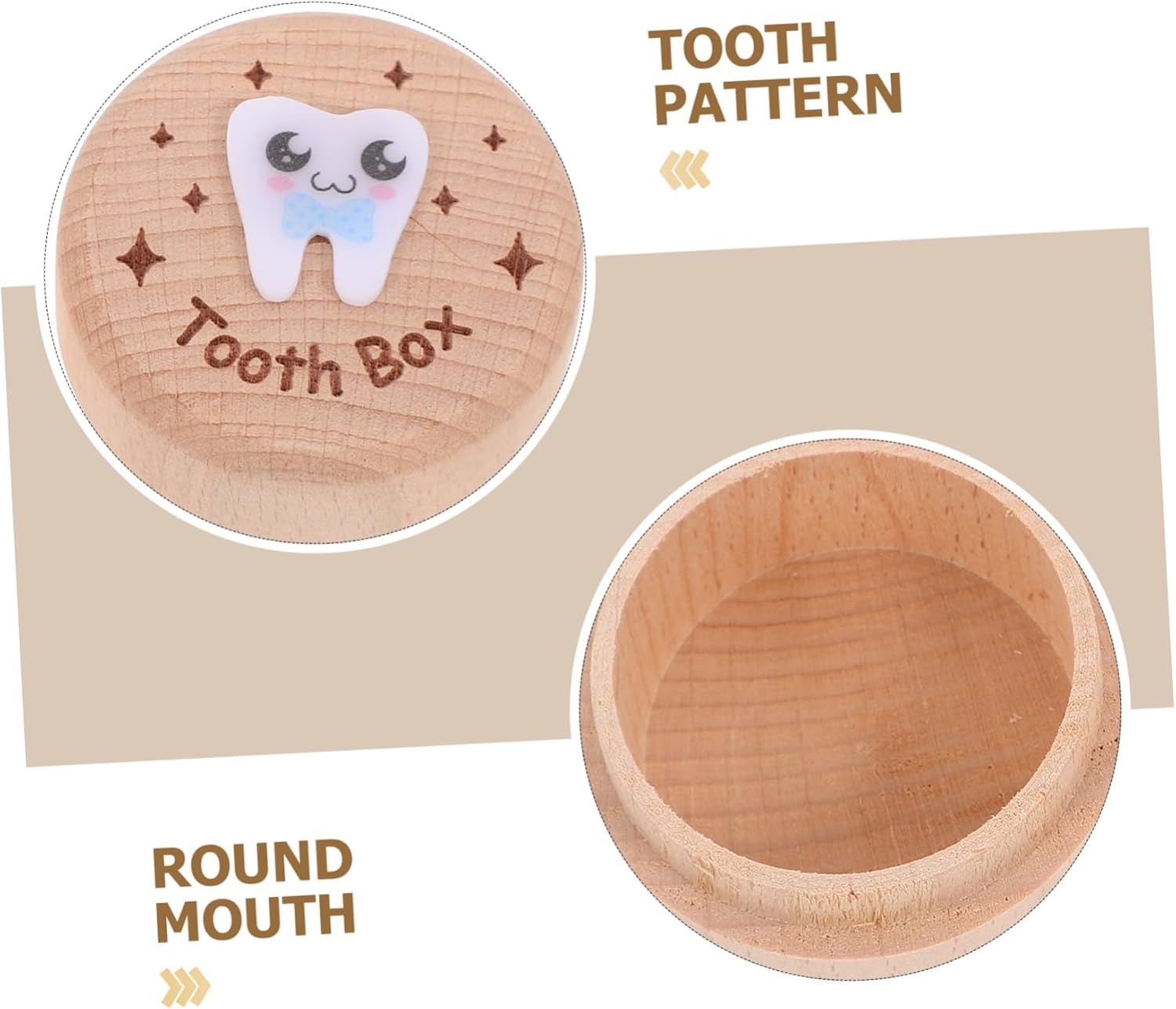 ERINGOGO Wooden Baby Tooth Box and First Tooth Keepsake Organizer for Boys and Girls Fetal Hair Storage Case for Newborns Modern Simple Wood Design image number 5