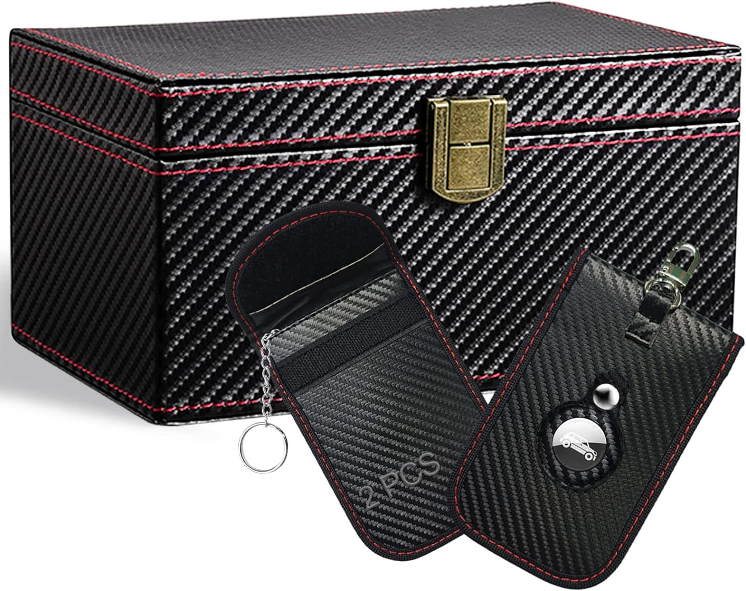 Faraday Box for Car Keys and 2 Pack Faraday Bag for Car Keys Signal Blocking Pouch with Airtag Cover Key Fob for Car Key Keyless Entry Theft Prevention (1 Big Box+2 Airtag Key Bag) image number 3