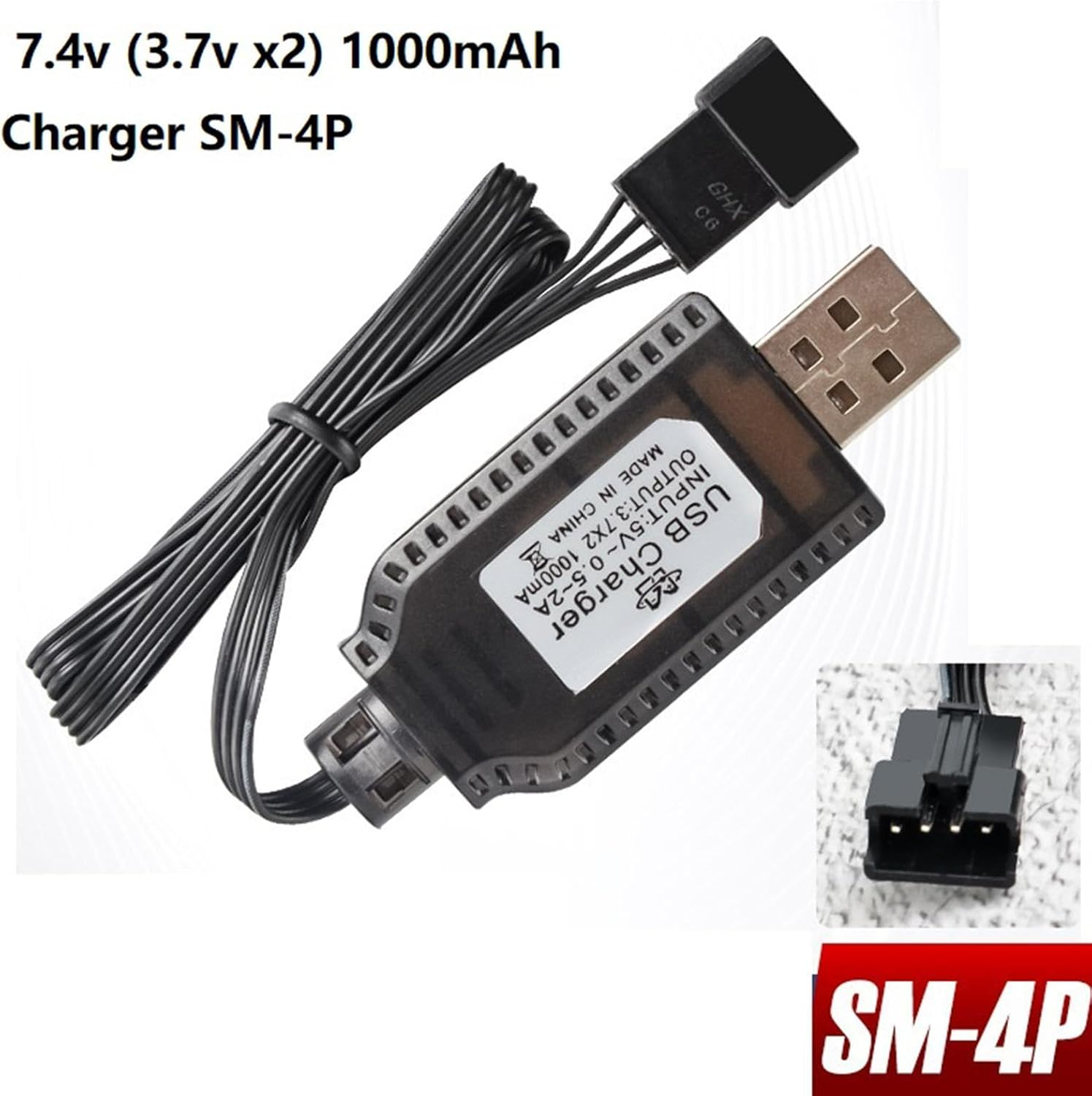 RC Charger Cable,7.4V 1000Ma Drone Charger for Quick Charging | RC Airplane Lithium Battery SM-2P SM-3P SM-4P, Drone Battery Charge Automatically Adapt image number 3