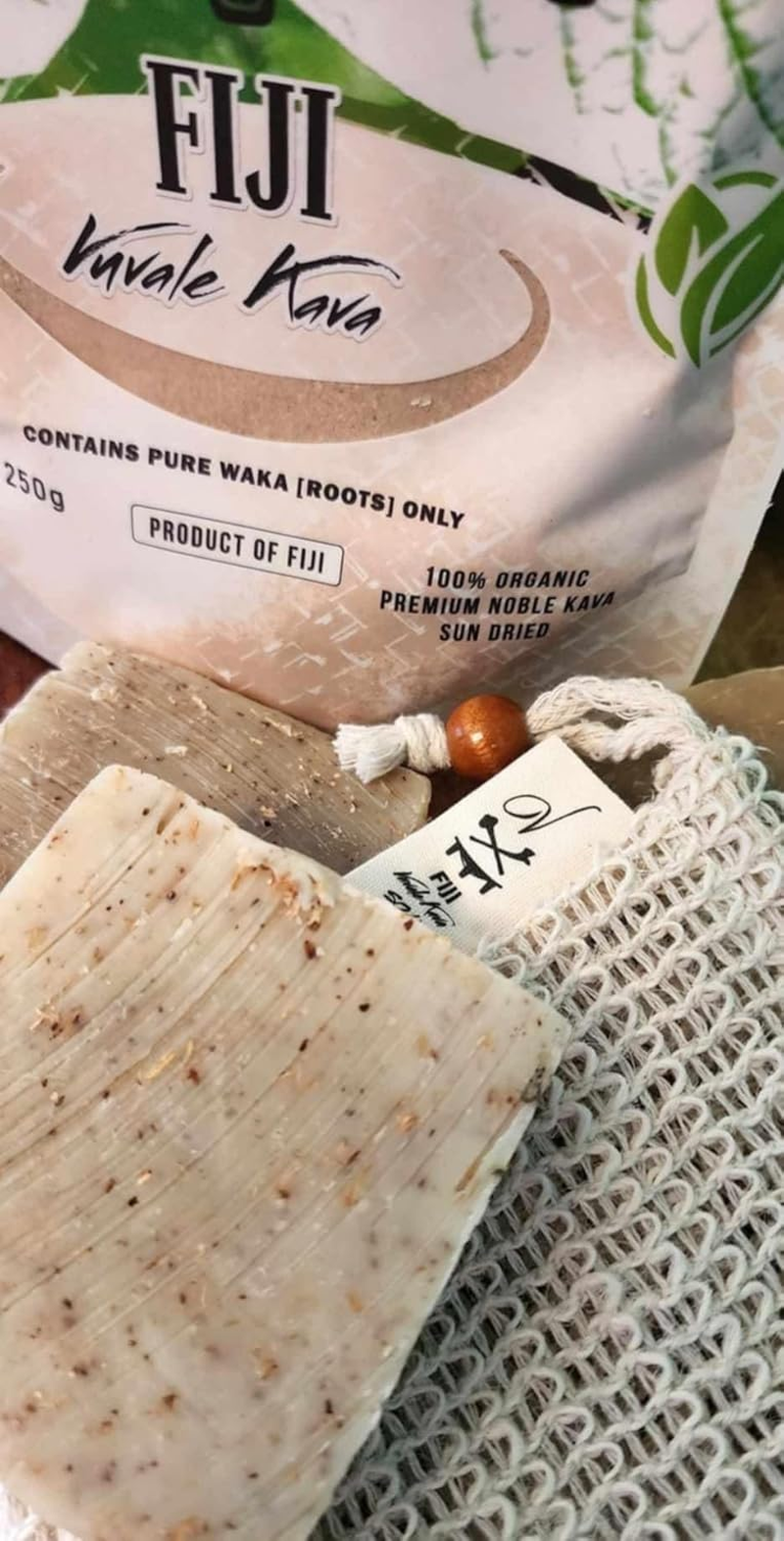 Kava-Nish Soap: Dual-Action Care for Every Skin Type Two Bars, One for Exfoliation, One for Silky Softness&mdash;Plus a Natural Sisal Pouch for the Perfect Cleanse. Embrace the Essence of Calm! image number 4