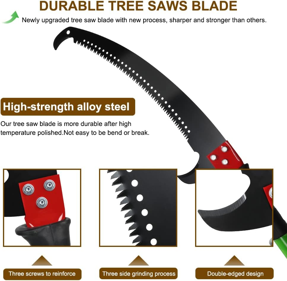 Kokorona Tree Pole Pruner Saws for Tree Trimming, 6.4-26 Ft Manual Tree Pole Branches Pruner Garden Tools Extendable Height with Pole Saw Blade image number 4