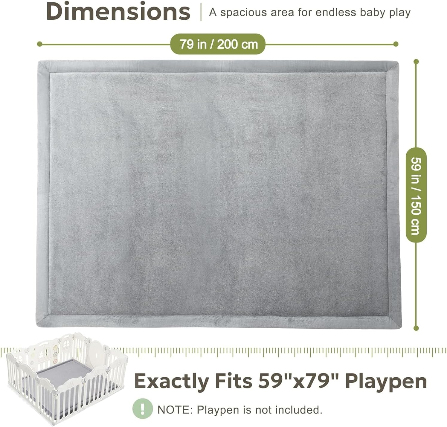 Kids Baby Play Mat, 3Cm Thick Tatami Muscle Mat, Extra Thick Foam Mat for Kids in Tatami Mat Ideal for Crawling, Tummy Time Childrens Playroom Decor, 150 * 200Cm image number 3