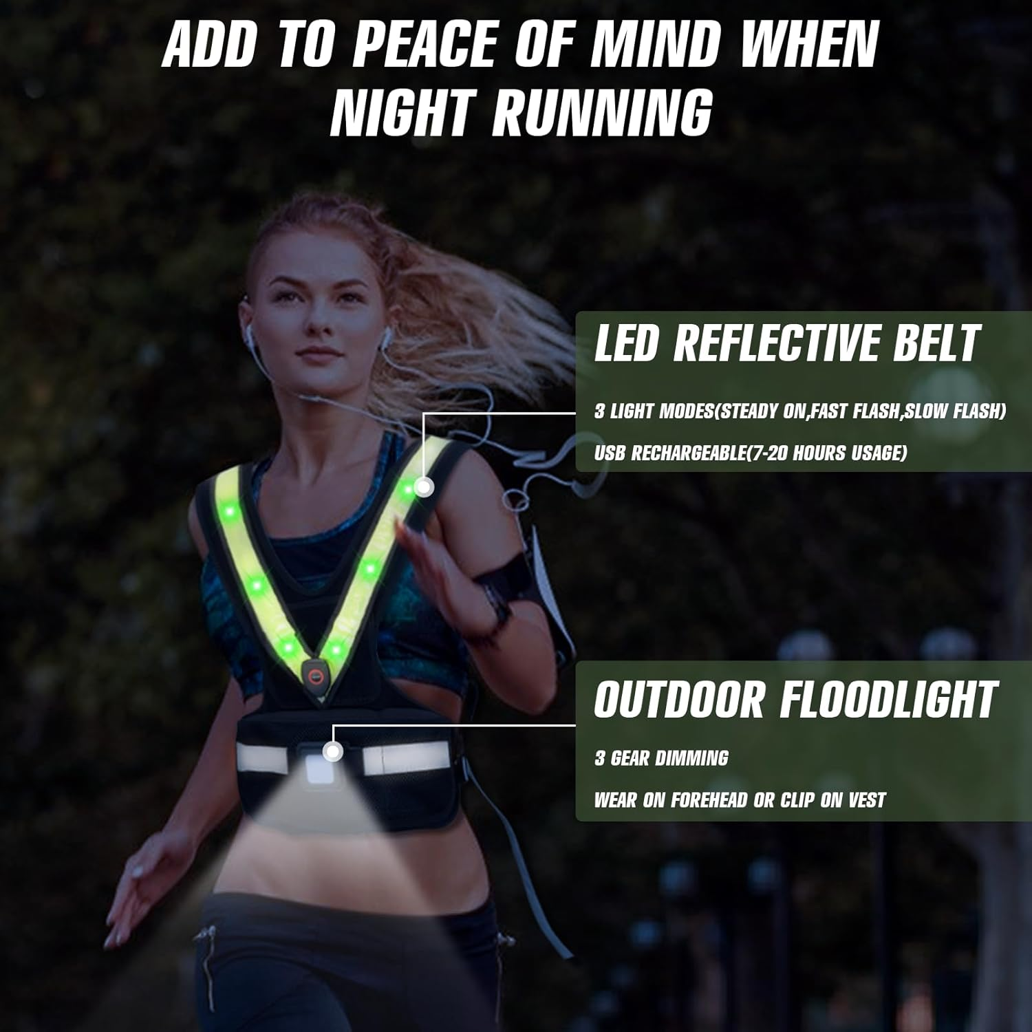 Hikeen Weighted Vest for Women, Sport Running Weighted Vest with LED Reflective Belt and Outdoor Headlight, 2-10 Lbs Weight Vest for Strength Training and Workout