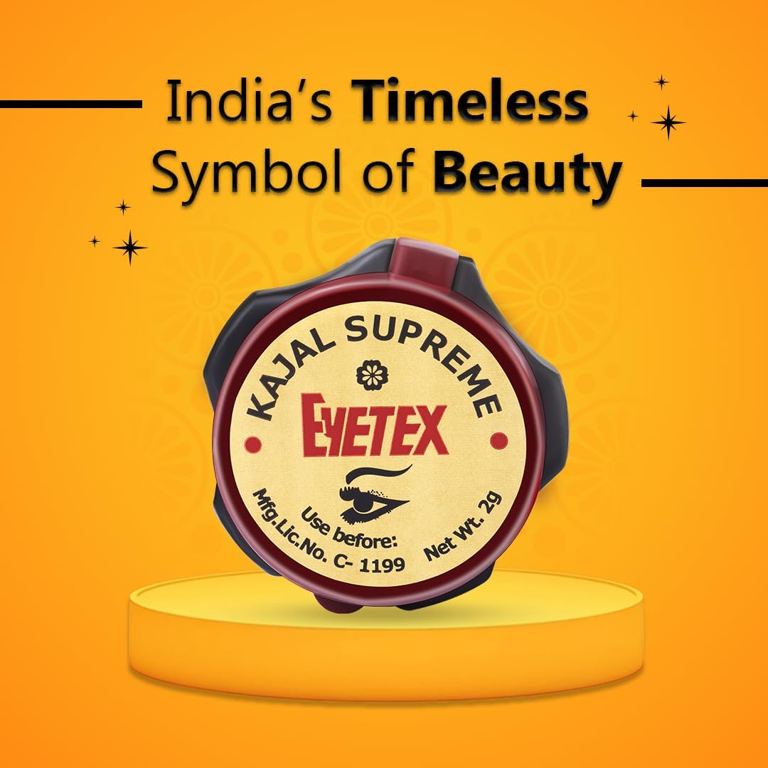 Eyetex Kajal Supreme Paste (Black), 2G (Pack of 10) - Skin Friendly Baby Kajal, Smudge-Proof, Creamy Finish image number 1