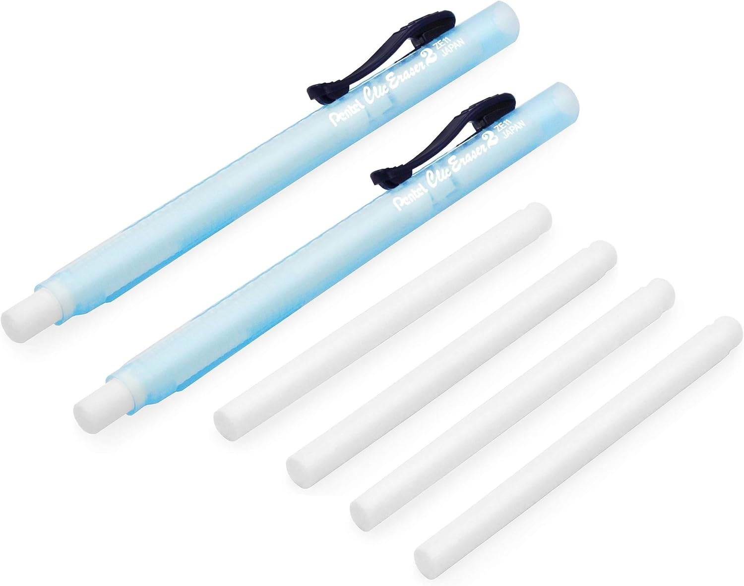 Pentel Clic Stick Eraser Holder - Blue Barrel + Clic White Eraser Refills (1) image number 5