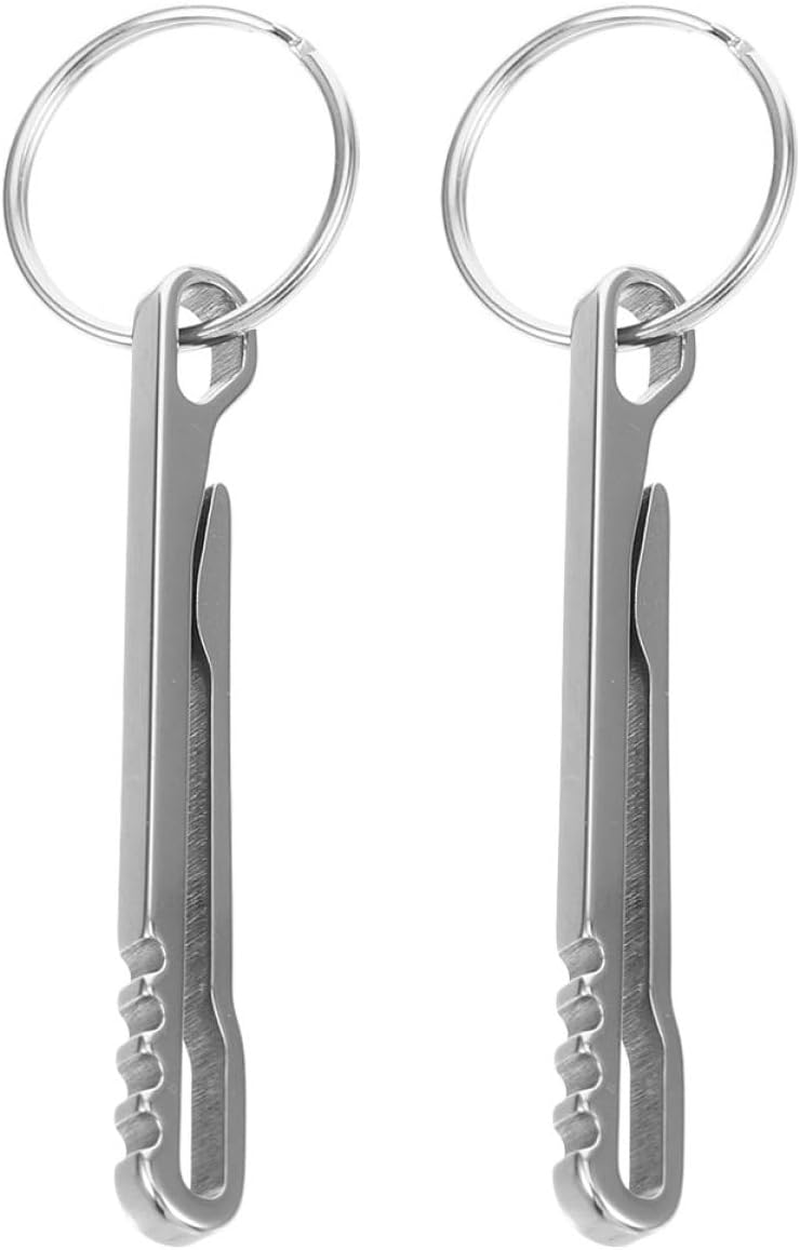 HOODANCOS 2PCS Stainless Steel Waist Clips Multifunctional Money and Card Holders Portable Small Keyring Carabiner Clips for Outdoor Backpack Belt Use image number 2