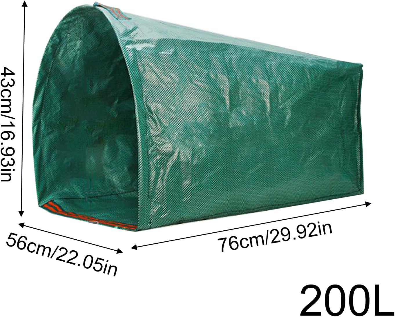 Garden Waste Bags, 2 Heavy Duty Garden Bags, Reusable Sacks with Handles, Waterproof Foldable Bag for Waste & Rubbish, Ideal for Collecting Grass Leaves - 200L image number 3