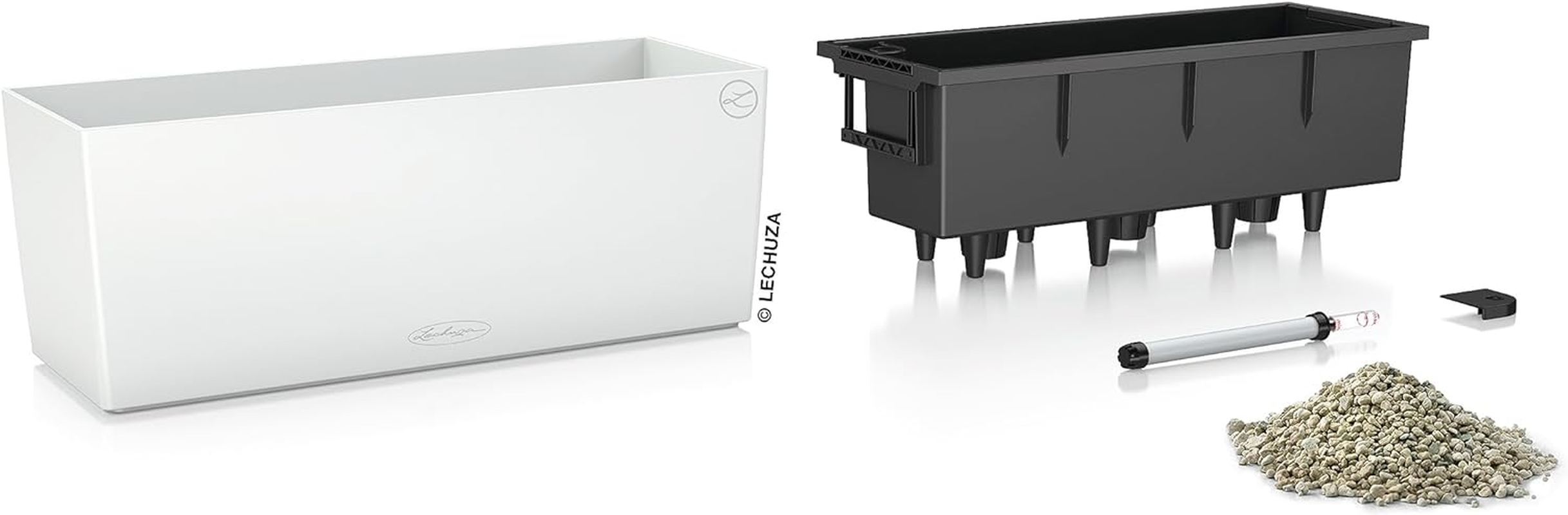 Lechuza 15670 Balconera Color 50 Indoor and Outdoor Use, 20" X 7" X 7", Self Watering Planter, Us50, White Matte image number 2