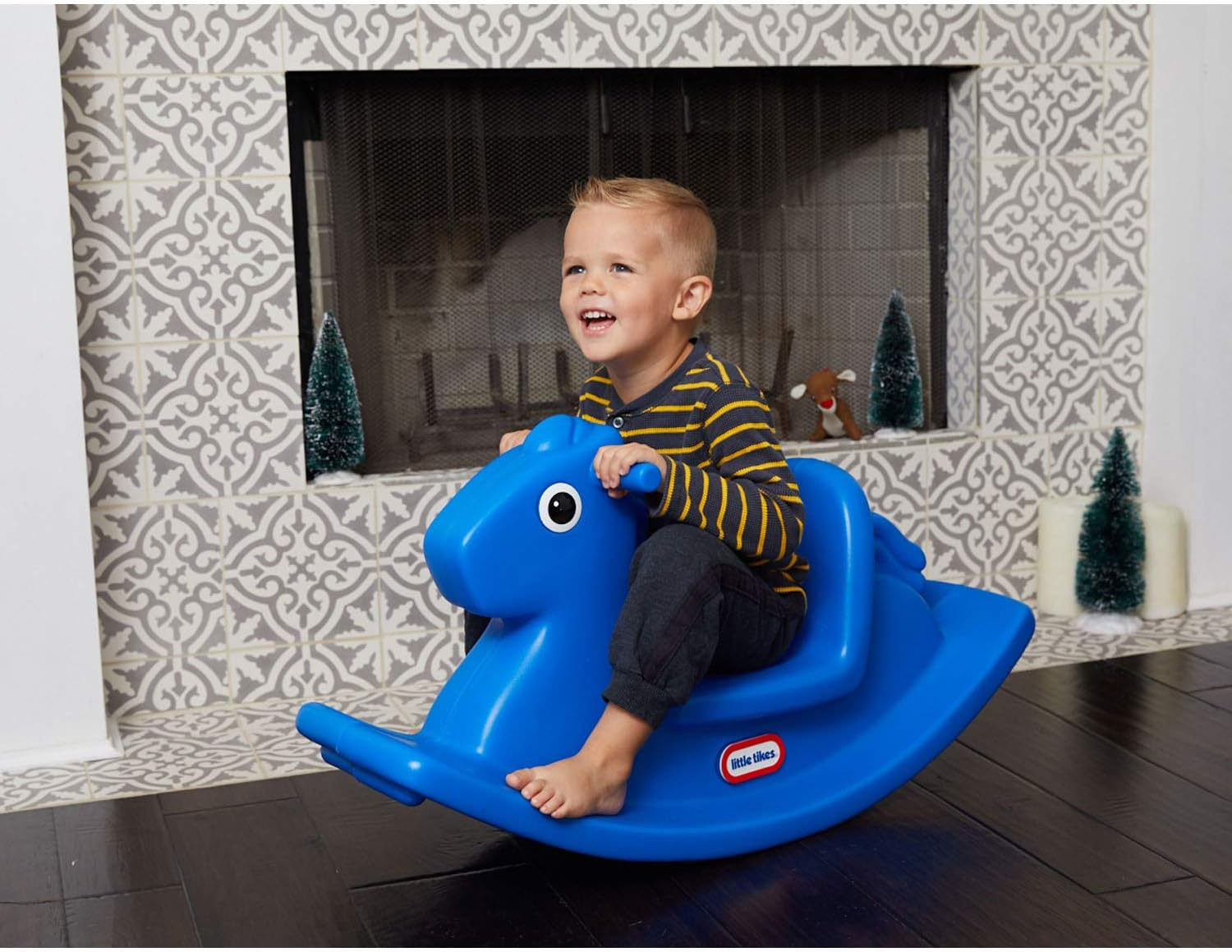 Little Tikes Primary Blue Rocking Horse - Traditional Rocker with Classic Design - Rounded Edges, Easy Grip Handles, and High Back Seat - Encourages Imaginative Play - for Kids Ages 1-3 Years - Magenta image number 2
