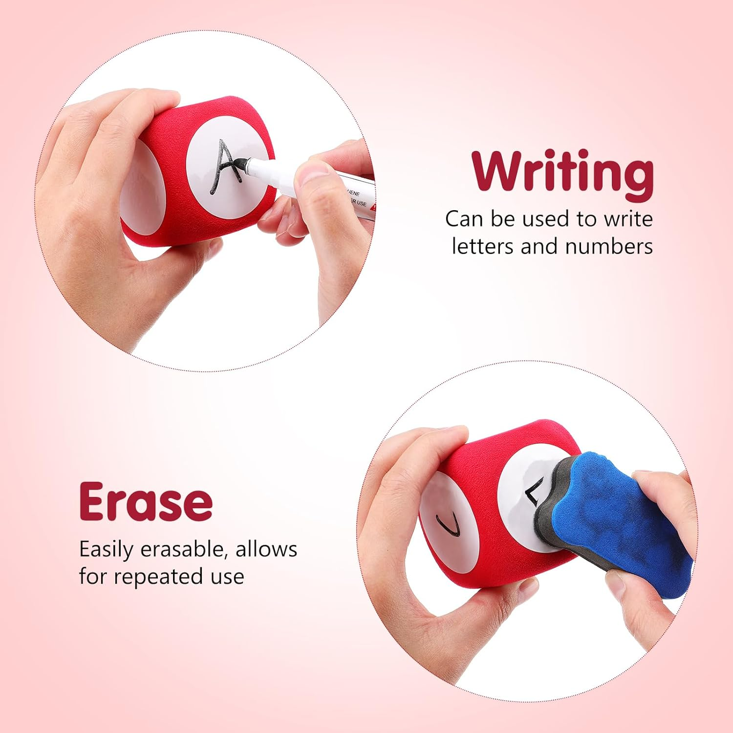 SHINEOFI 4Pcs DIY Blank Dice Classroom Writable Dice Wipe off Education Blank Dice DIY Rounded Foams Game Dice for Kids Math Teaching Accessories image number 1