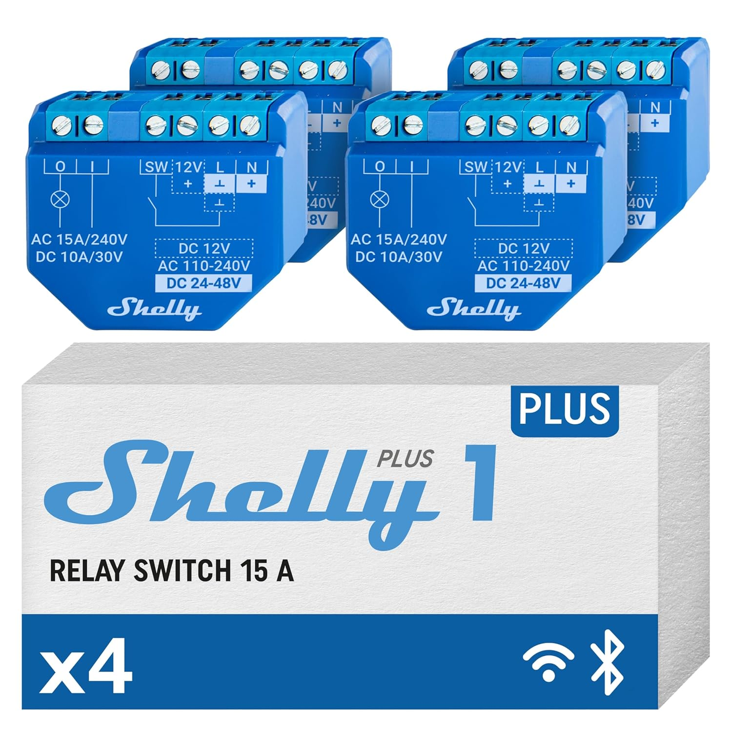 Shelly plus 1, Wifi & Bluetooth Smart Relay Switch, Home Automation, Alexa/Google Home Compatible, Ios Android App No Hub Required Lighting Control DIY Remote Control Garage Door (4 Pack) image number 4