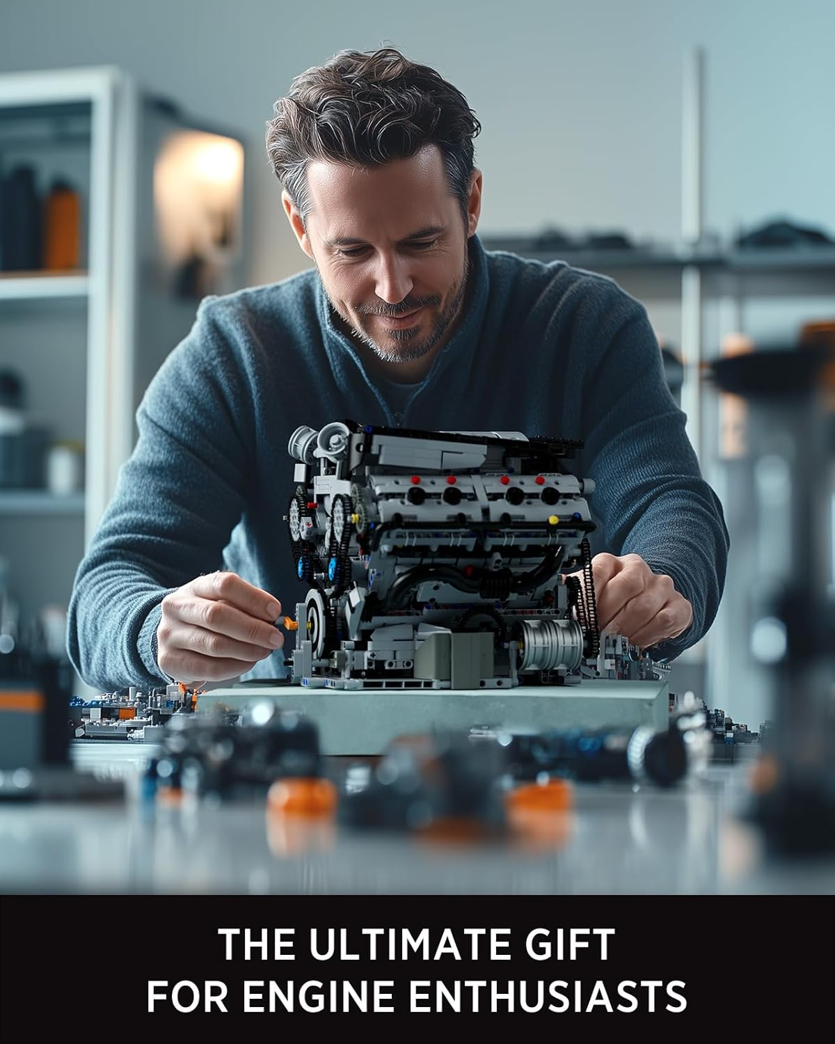 Nifeliz V8 Engine Building Set, Exclusive Advanced Collector'S Engine Model, Physical Science Experiment Toy for Adults, Home or Office D&eacute;cor (2725 PCS, NF10287) image number 1