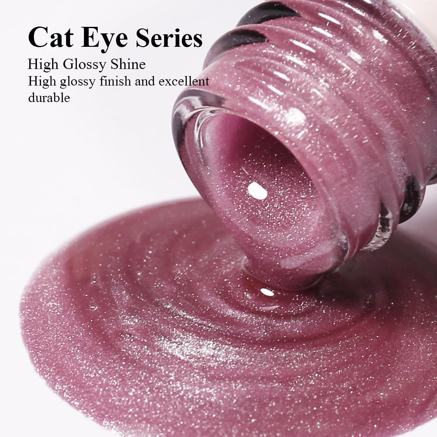 Imtiti Moonlight Pink Cat Eye Gel Nail Polish with Magnet, Holographic Glitter Shimmer Translucent UV Gel Polish for Nail Art Soak off UV LED - Cat Eye-Nude image number 4
