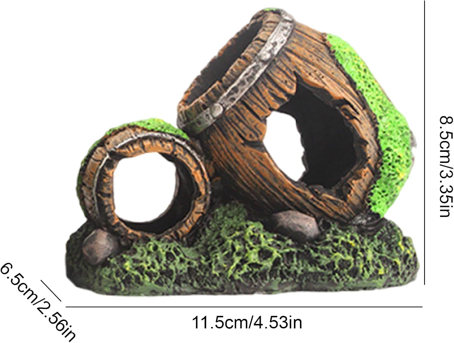 Fish Tank Cave | Hollow Wine Barrel Habitat Decorations - Shrimp Cave | for Pet Store Workplace Saltwater Display Home Freshwater Terrarium image number 1