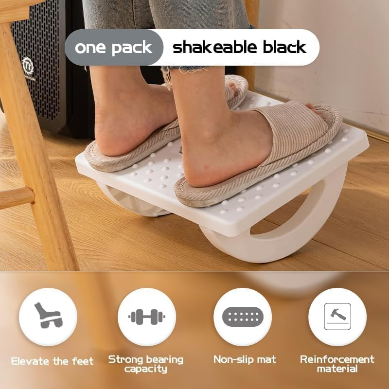 HCHANGEN Rocking Comfort Foot Rest 1 Pack &ndash; Ergonomic Foot Stool with Massage Rollers &ndash; Feet Support for Office & Home (White) - White image number 4