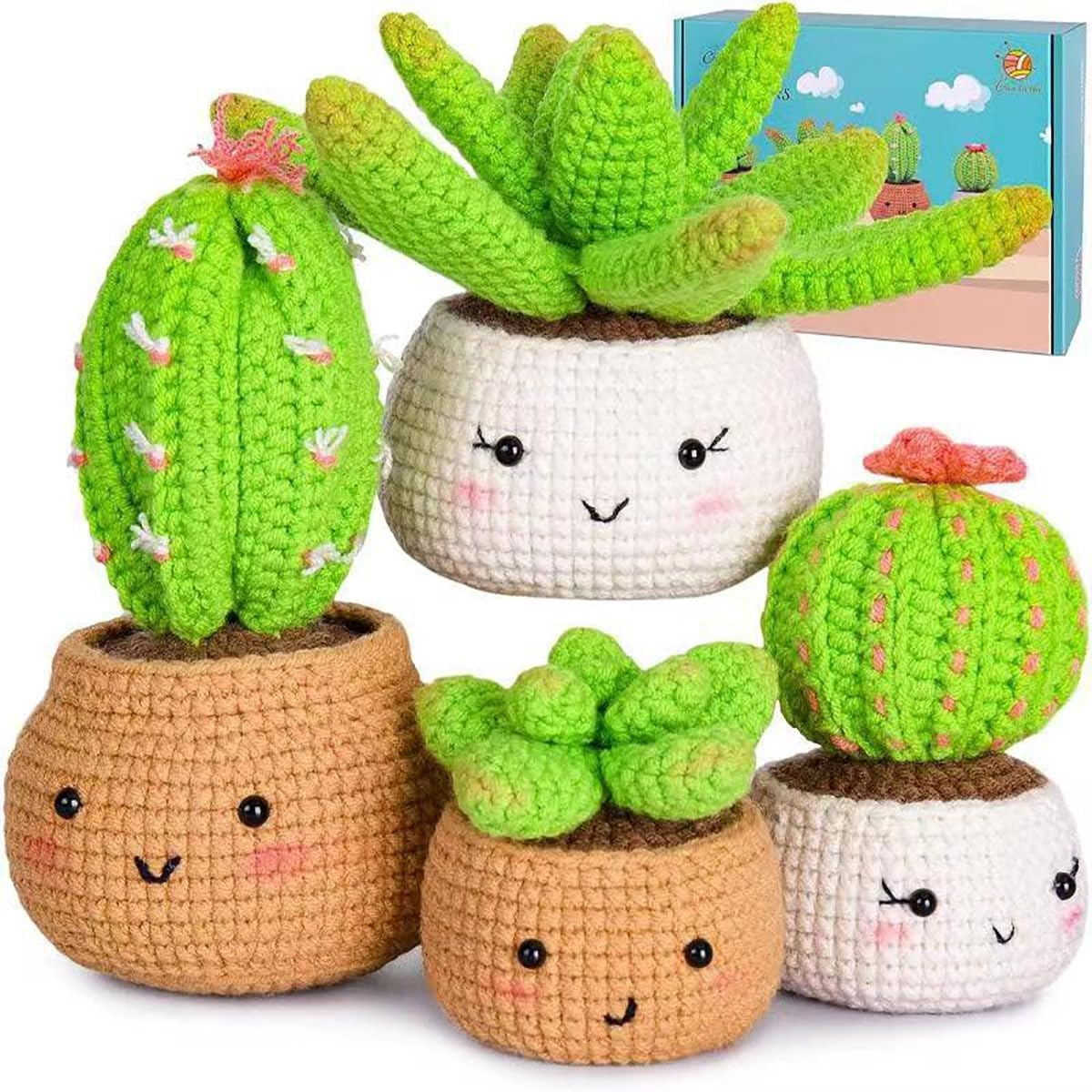 Crochet Kit for Beginners, Beginner Crochet Starter Kit with Step-By-Step Video Tutorials, Beginner Crochet Kit for Adults Kids, Knitting Kit for Beginners, Cactus image number 4