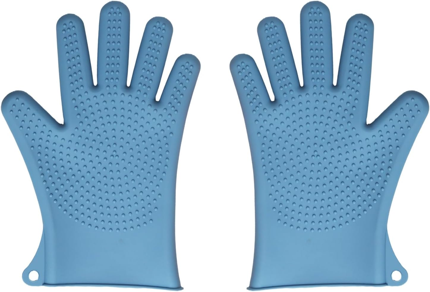 Silicone Oven Mitts &ndash; Heat Resistant Five-Finger Baking Gloves for Kitchen, BBQ, and Cooking (Blue)