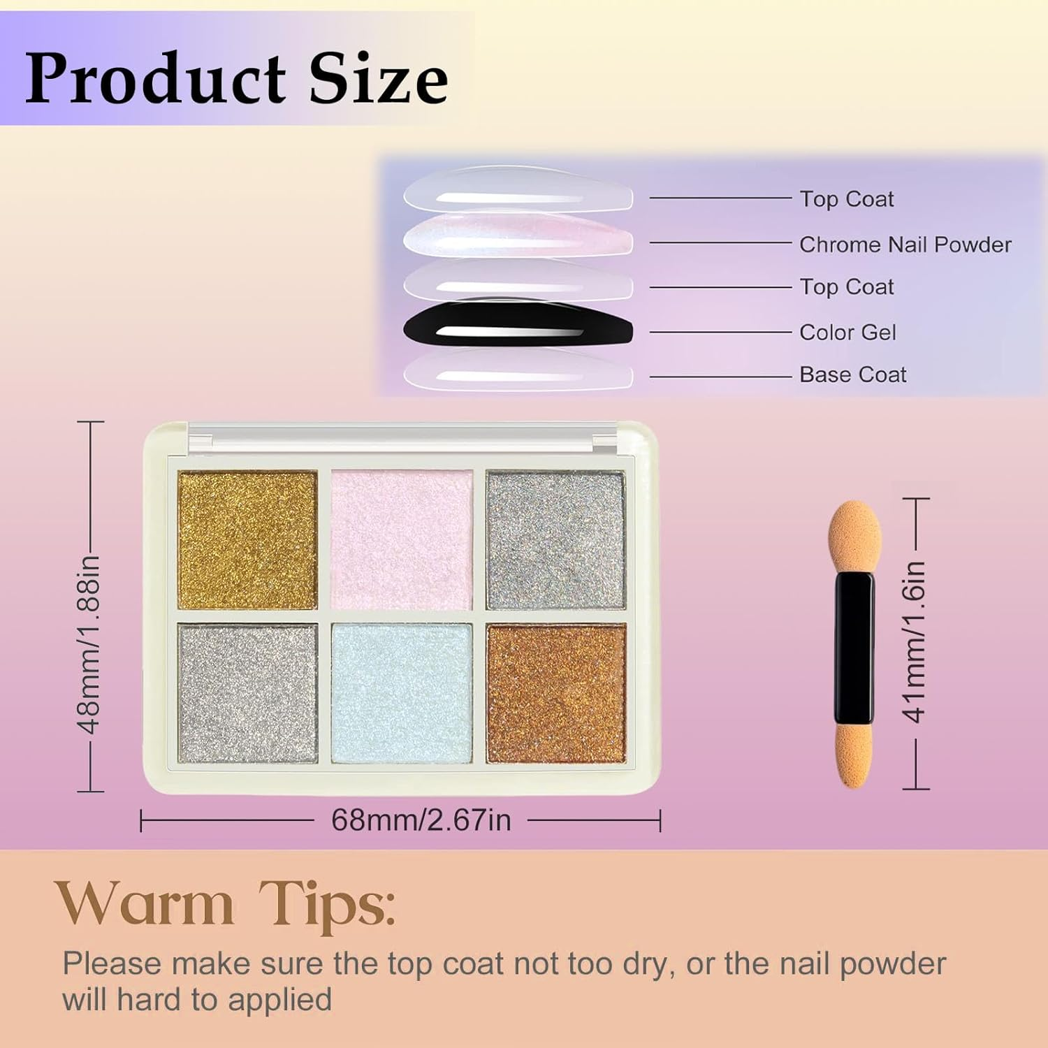 Lyvixora Chrome Nail Powder &ndash; Gold & Silver Iridescent Pearl Chrome Powder, Holographic Mermaid Glitter Pigment for Nails, Aurora Mirror Effect, 6 in 1 Set image number 5