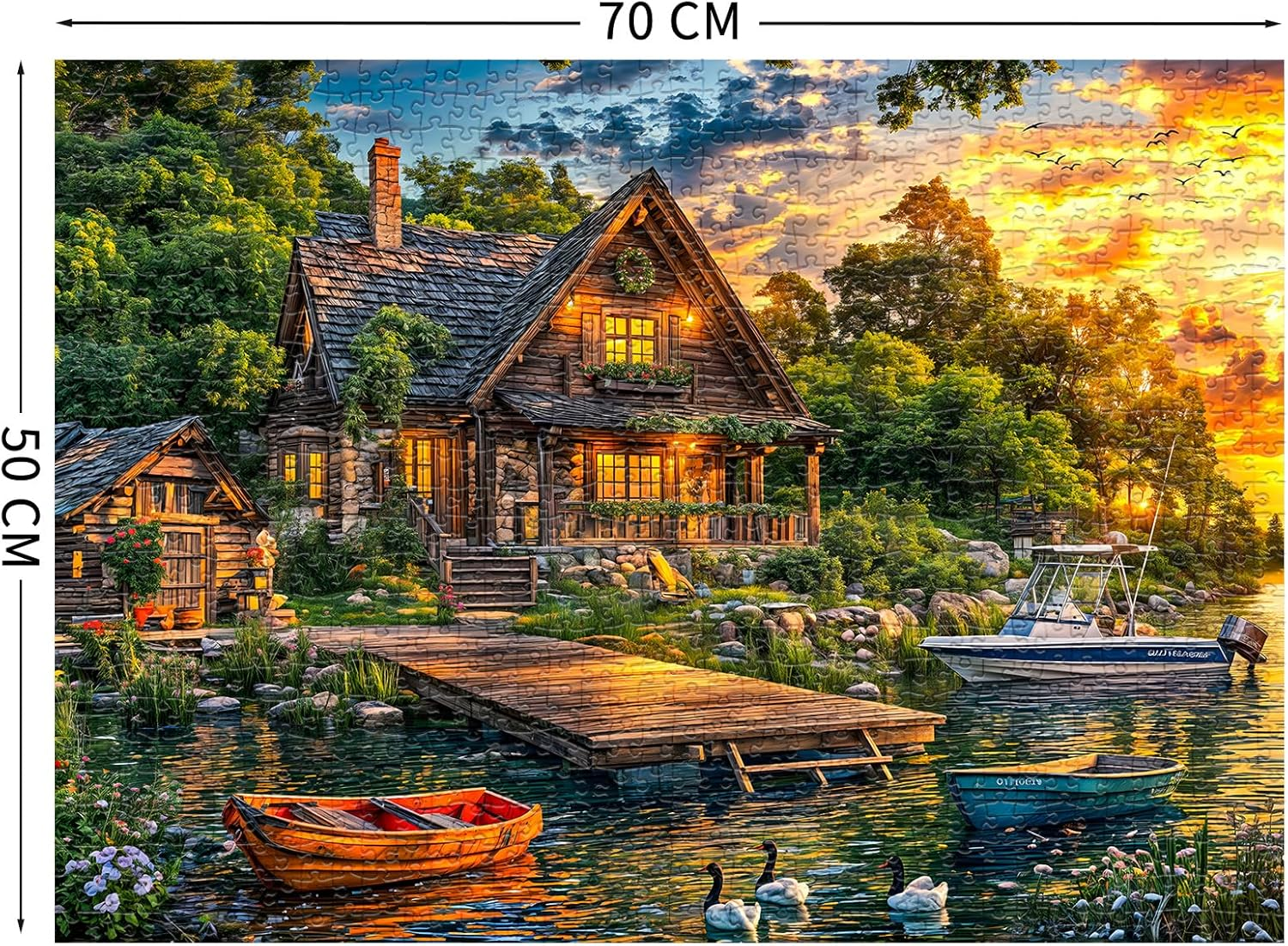 Jigsaw Puzzles for Adults 1000 Pieces, Interlock Perfectly Letter on Back No Dust, Home Decor Birthday Gift Toy for Men Women Elders Seniors, 1:1 Poster - Holiday Cottages