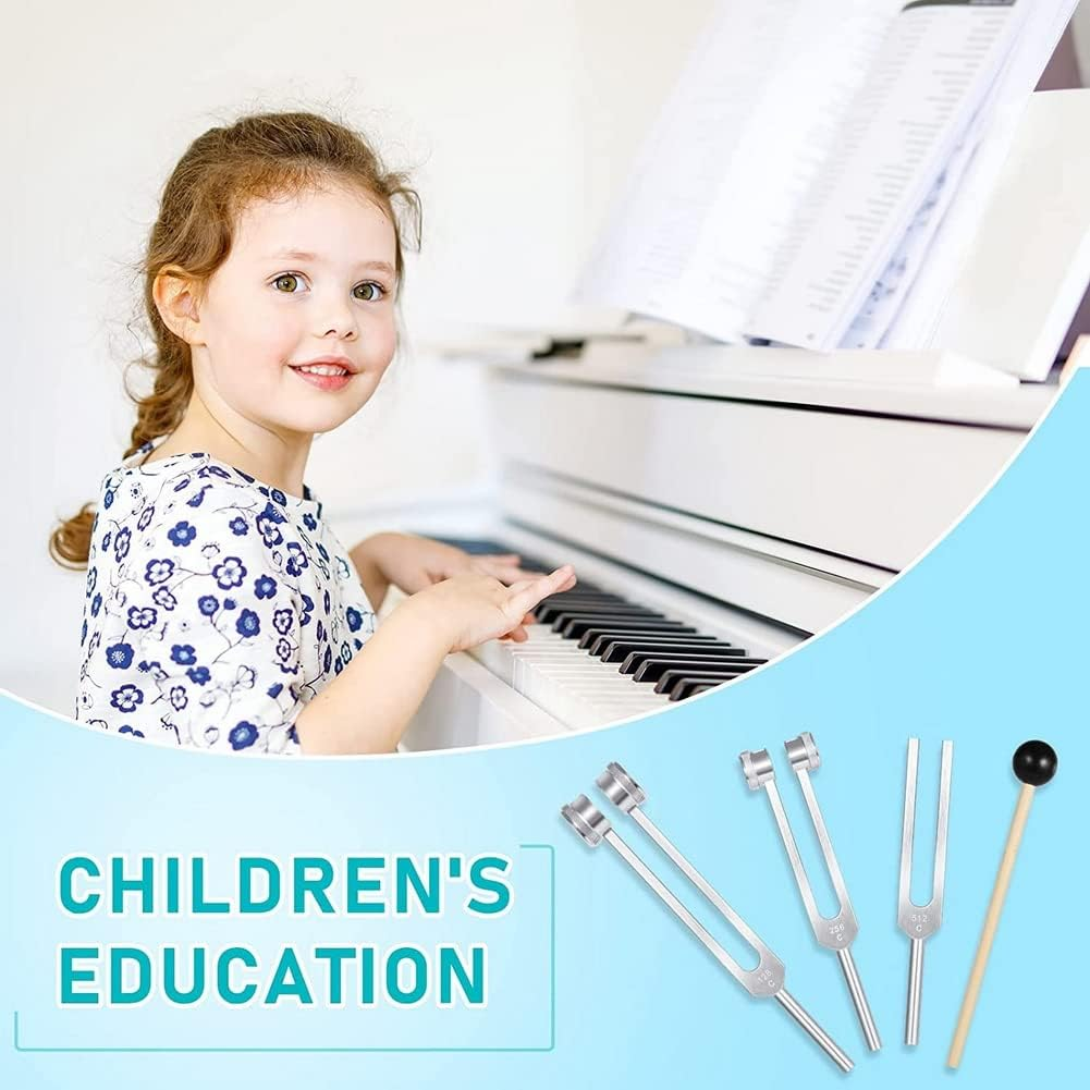 Zicojia (128Hz, 256Hz, 512Hz) Tuning Fork Set, Tuning Forks with Reflex Hammer for Chakra/Healing/Sound Therapy/Repair image number 1