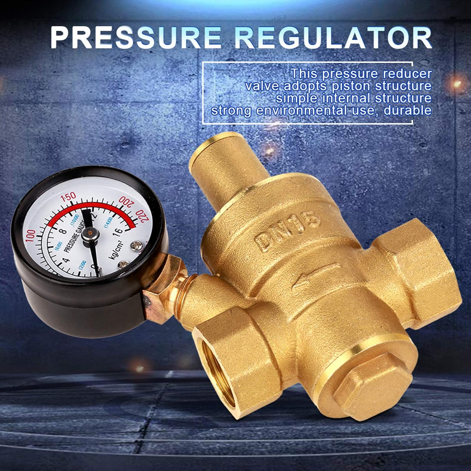 Pressure Regulator Regulated Water Pressure Regulator for Water System Equipment, DN15 Brass Pressure Reducer Valve with Gauge Meter image number 5