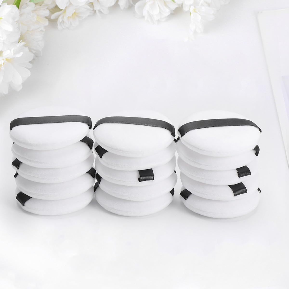 KITCHENKARATLY 20Pcs Velour Powder Puff Makeup Pads Compact Soft Cosmetic Face Powder Applicators Comfortable Lightweight Makeup Tool for Loose and Pressed Random Color image number 1