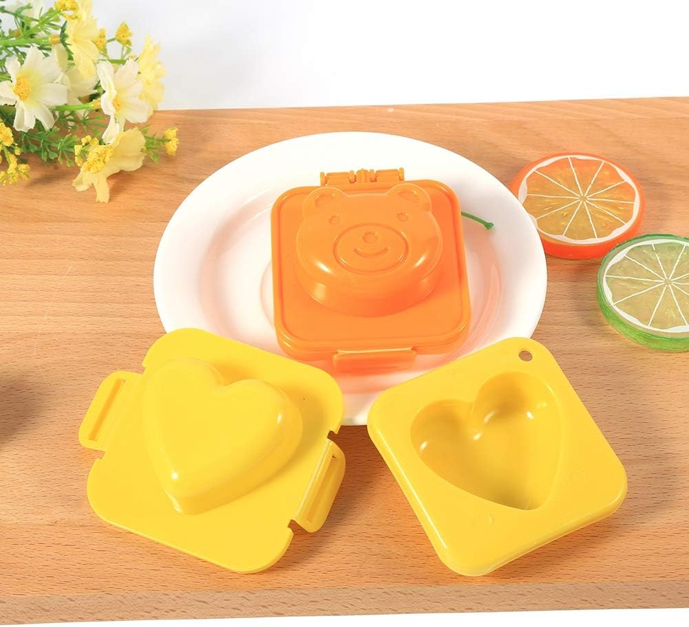 CHICIRIS Cartoon Eggs Cute Mold Mould Pan with 6 Pcs Set, Delicate and Durable Kitchen Accessories for Kids, Rabbit Bear Fish Car Star Love Heart DIY Tools for Eggs Sushi - Food Grade PP Plastic image number 1