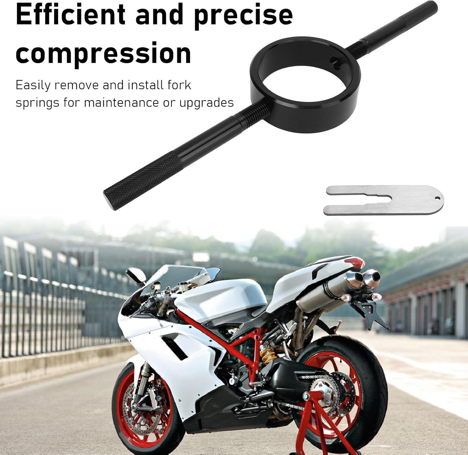 Motorcycle Fork Spring Compressor Tool Kit, High Precision 6061 Aluminum Coil Spring Service Kit for Most Upside down Street Bike Forks image number 1