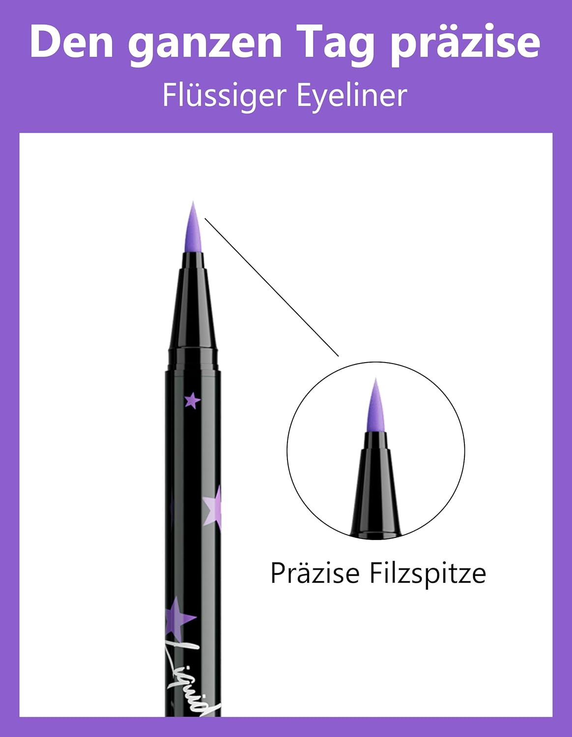 Erinde Pink Liquid Eyeliner, Waterproof & Smudge-Proof, Quick-Drying and Long-Lasting, Highly Pigmented for Precise Eyeliners, Multiuse Eyeliner Pen for Halloween, Carnival & Cosplay, Vegan #06 image number 6