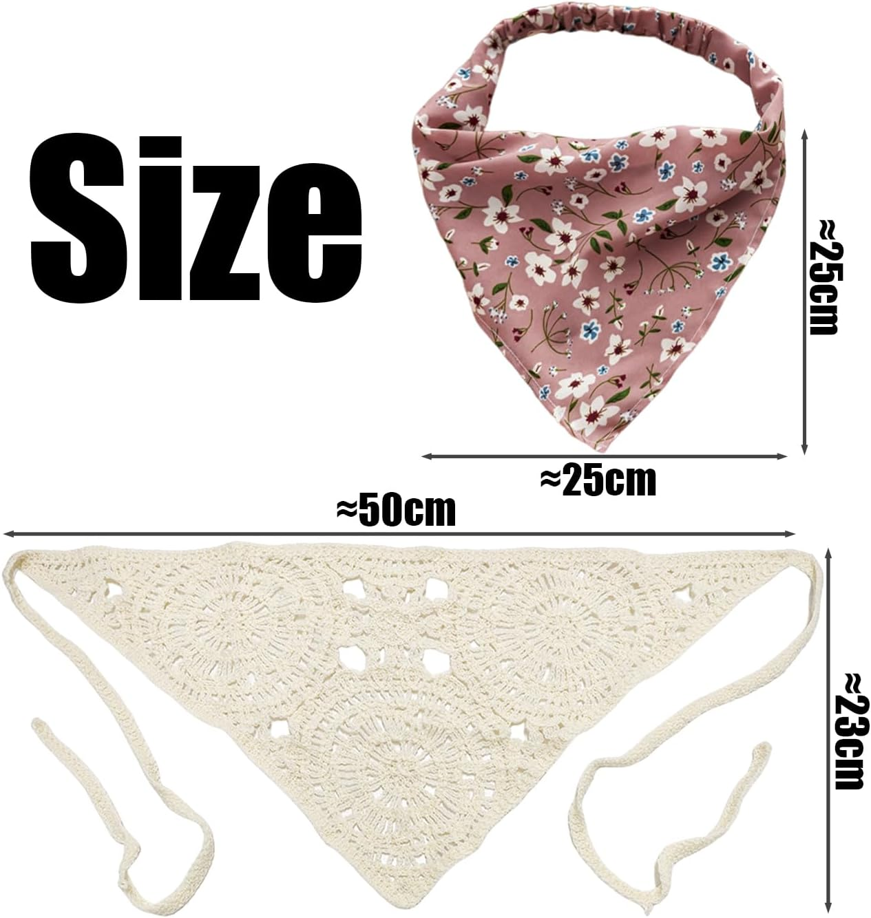 Pack of 2 Headscarves with Hollow Flowers, Hand Knitted Headscarves, Fashionable Elastic Hair Bands, Summer Holiday Hair Accessories, Clothing to Wear with Accessories image number 3