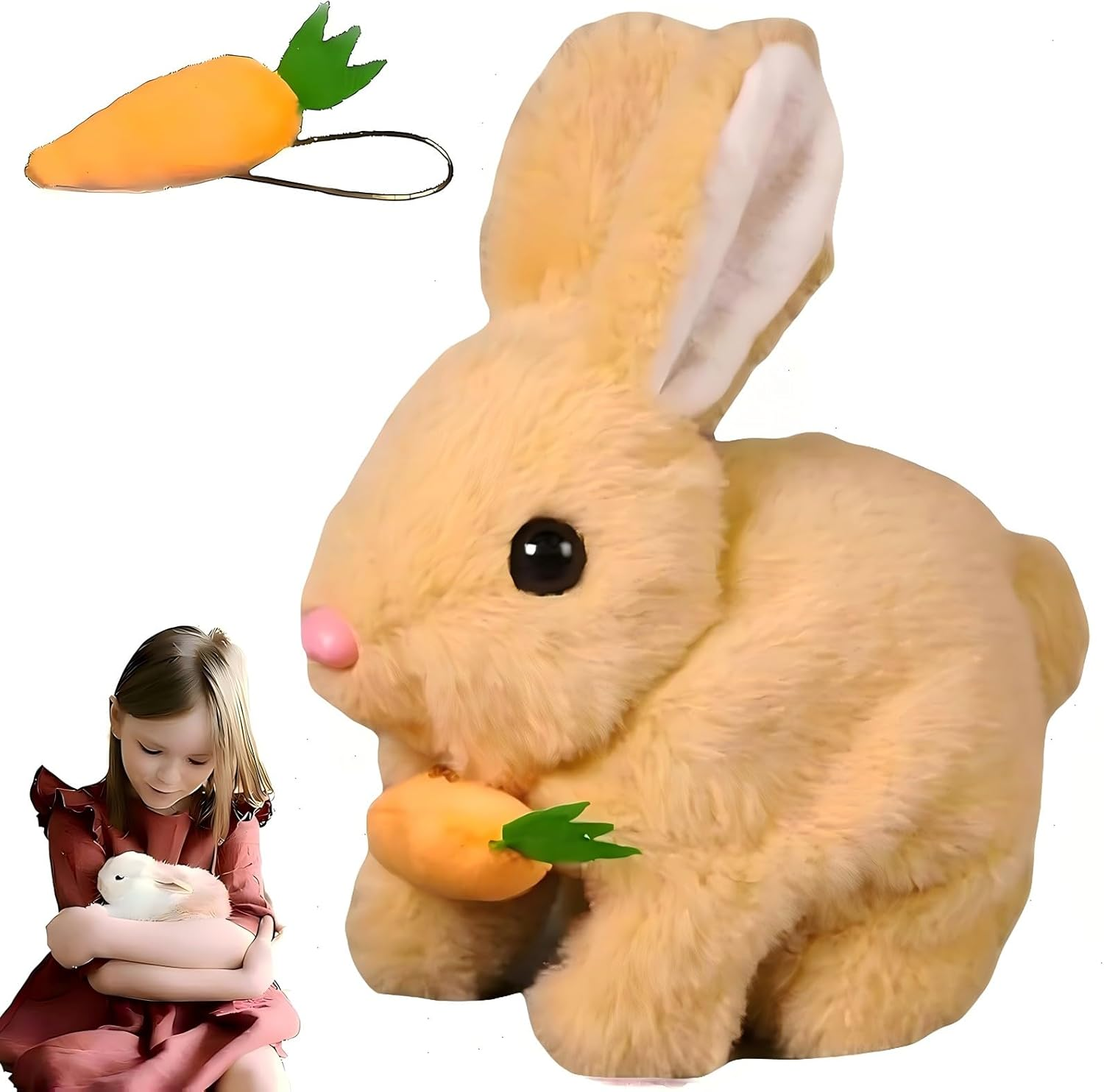 Bunby Cute - Easter My Realistic Bunny Toy for Kids, Interactive Realistic Rabbit Toy - Jumping, Twitching, and Shaking Ears, Bunny Toys, Bunbi (Brown)