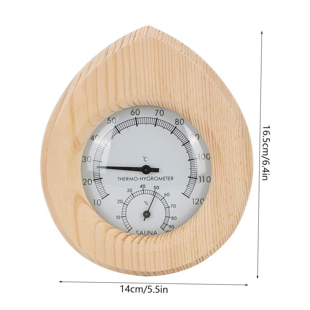 COHEALI Sauna Hygrothermograph Indoor Outdoor Temperature Humidity Gauge with Scale Hanging Design Wood Copper Abs for Sauna Rooms Nursery Garden