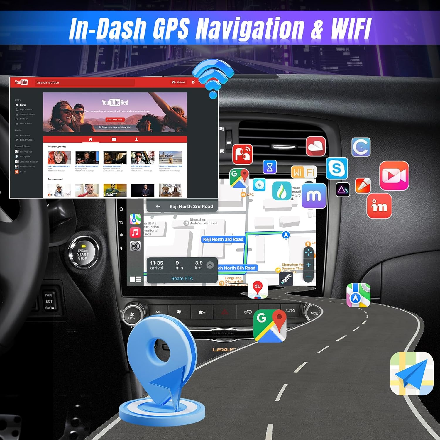 Leadfan Android Car Radio for Lexus IS250 IS300 IS350 2006-2012 Stereo with Wireless Carplay Android Auto, 10.1 Inch Touch Screen for Lexus Stereo in Dash GPS Navi Bluetooth FM Wifi SWC (2+32G) image number 2