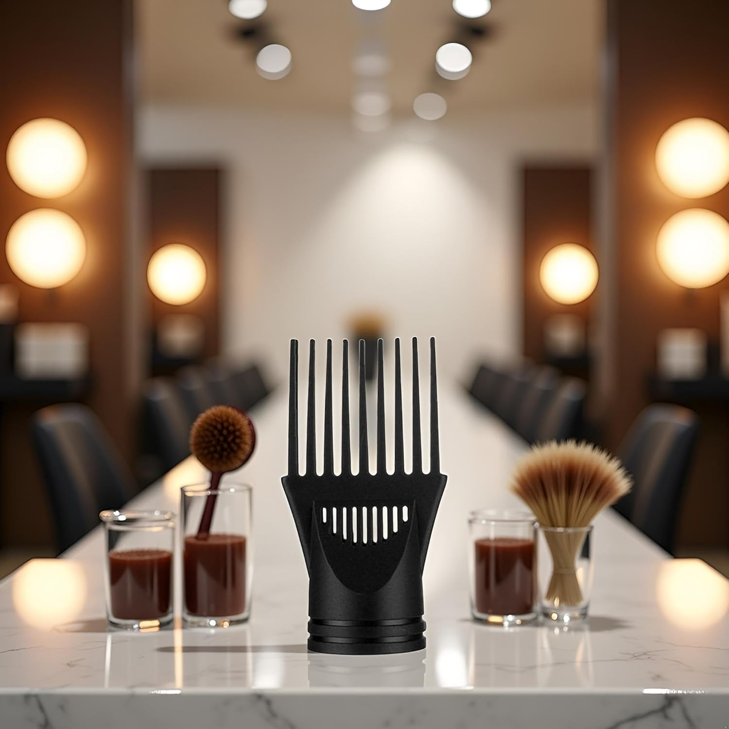 Hair Dryer Diffuser Professional Universal Hairdressing Wind Blow Cover Comb Attachment Nozzle Black Straightening Detangling Fine Curly Natural Hair Professional Processed Blow Dryer Comb Attachment image number 4