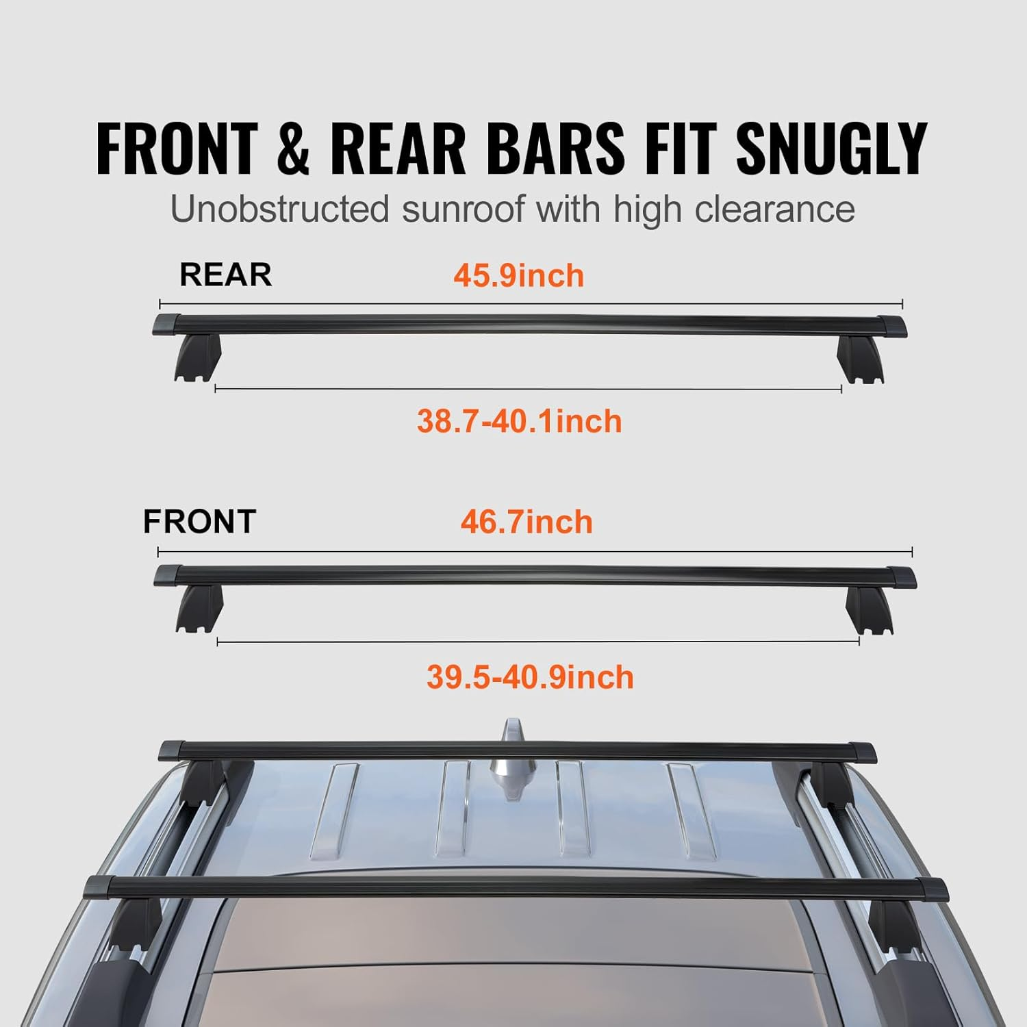 VEVOR Roof Rack Cross Bars, Compatible with 2011-2021 Grand Cherokee with Grooved Side Rails, 200Lbs Load Capacity, Aluminum Crossbars with Locks, for Rooftop Cargo Carrier Bag Luggage Kayak Bike