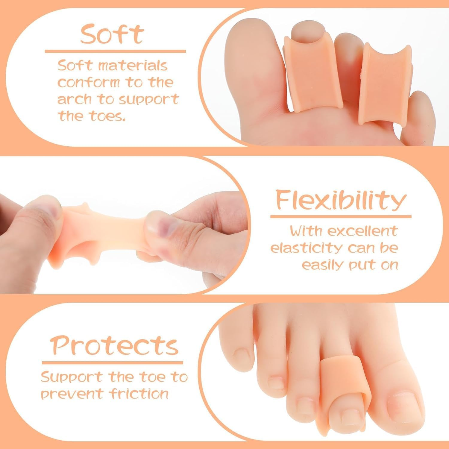 14PCS Hammer Toe Straightener Corrector, Toe Spacers Toe Separators Bunion Corrector Toe Splint for Bunion Claw Crooked Toes Hammertoe Overlapping Toes Foot Pain Relief image number 5