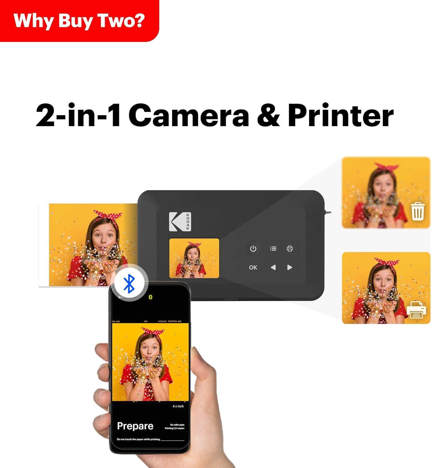 Kodak Mini Shot 2 Retro Instant Camera with Cartridge plus Accessories Bundle, Yellow image number 7