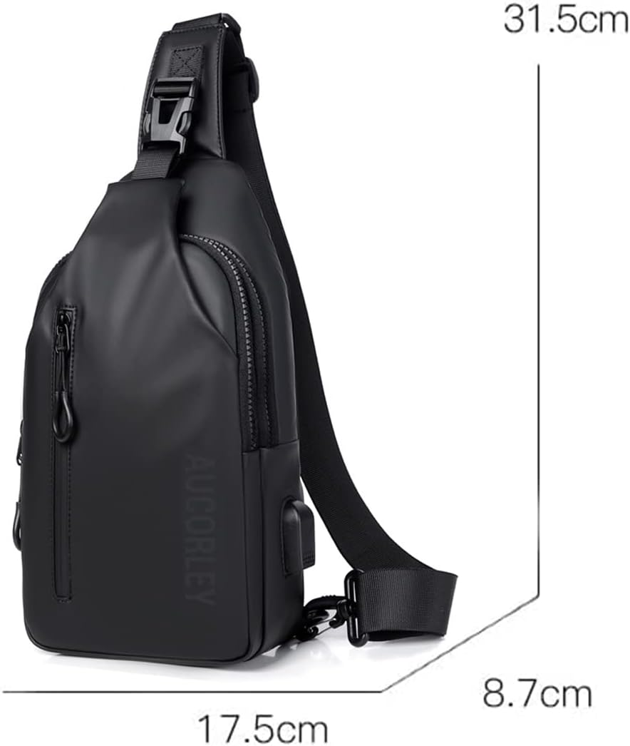 Sling Backpack Chest Bag,Aucorley Lightweight Outdoor Sport Travel Hiking anti Theft Crossbody Shoulder Pack Bag Daypack for Men Women(Black)