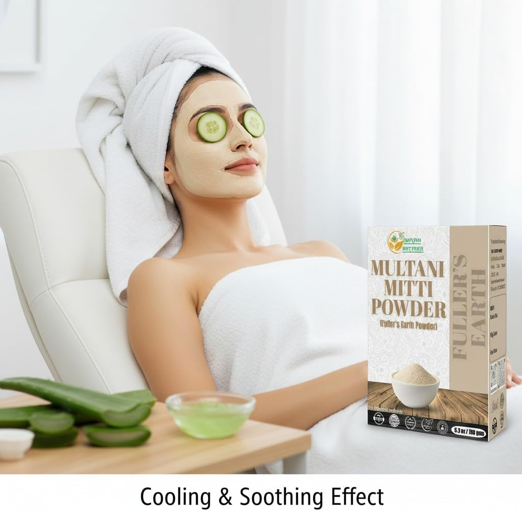 Herbs Botanica 100% Natural Multani Mitti Powder (Fuller'S Earth Clay) Bentonite Clay 5.3 Oz | 150 Gms