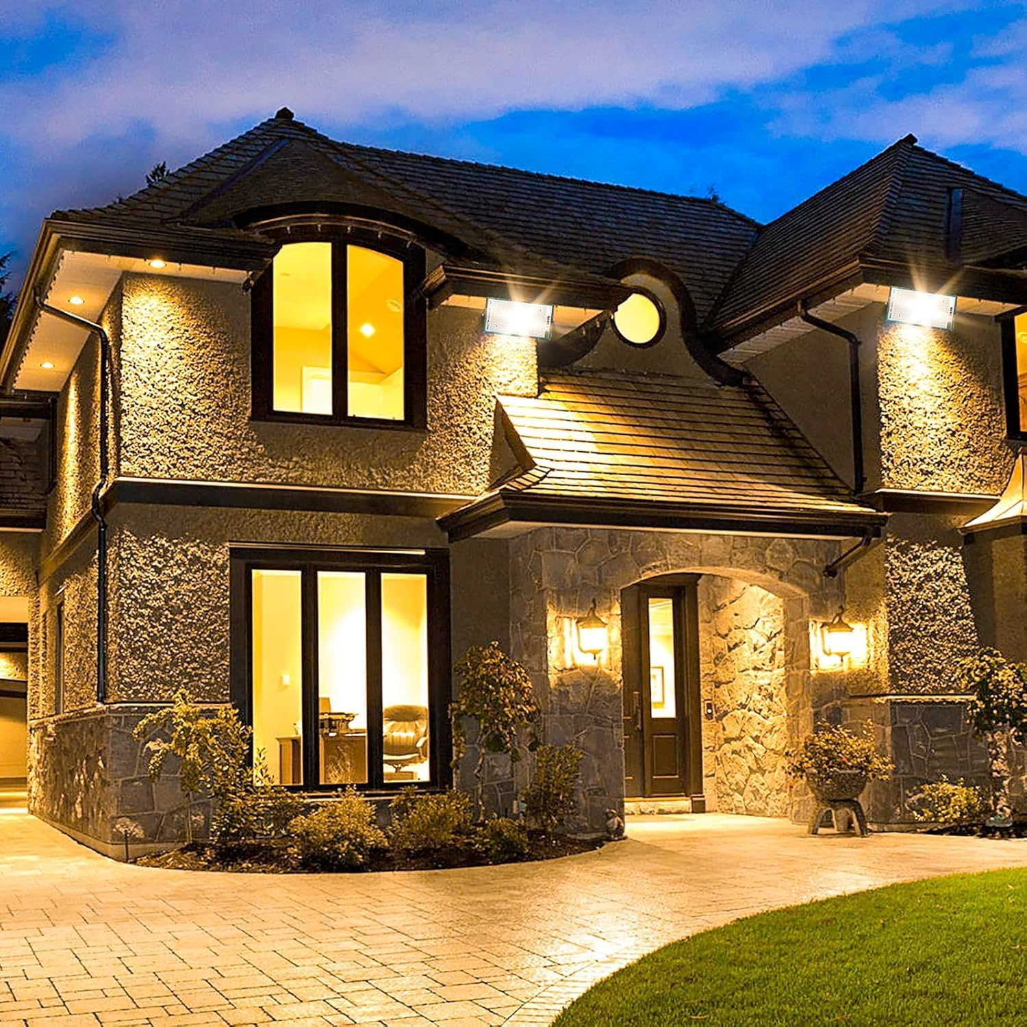 2 Pack 150W LED Flood Light 240V, CREATESTAR 15000Lm 3000K Warm White Plug in Flood Light, Outdoor Indoor Floodlight Fixture Landscape Security Floodlights Spotlight for Yard, Garden, Garage, Rooftop image number 5