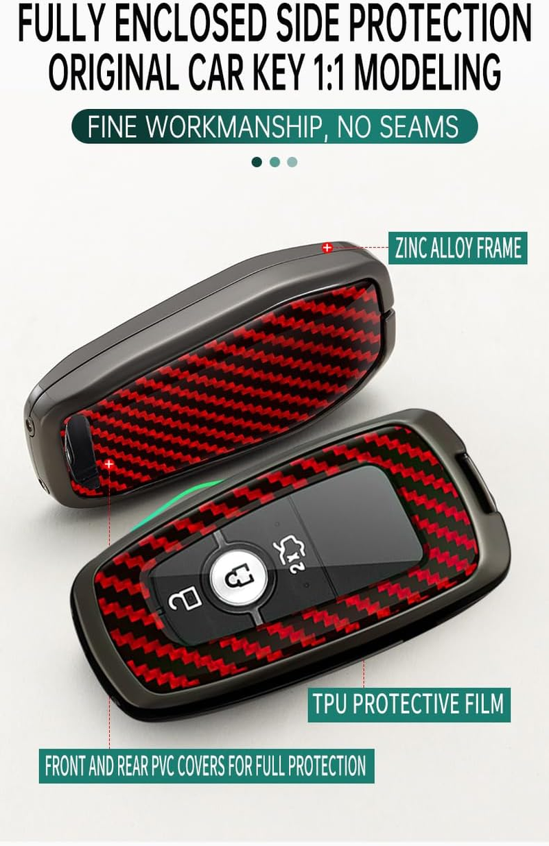 Ontto Alloy Car Key Fob Cover Fit for Ford Mustang Edge Fusion S-Max Ranger Mondeo F-150 F-250 Ecosport Key Case Keyring PVC Key Shell Holder Keychian Accessories 2/3/4/5 Buttons Black - Blue image number 5